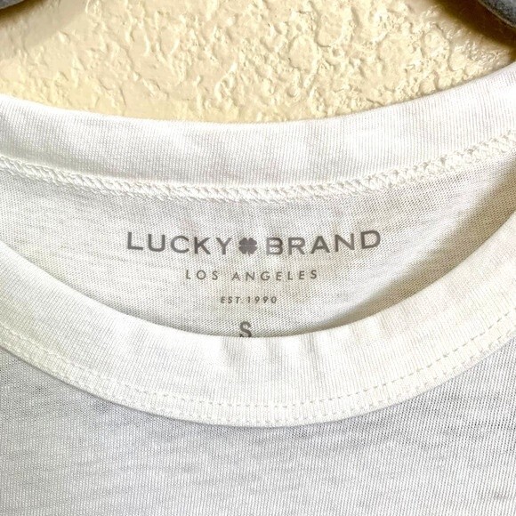 Lucky Brand white tank top DONT WORRY BE LUCKY tank top size S boho bohemian - Picture 4 of 7